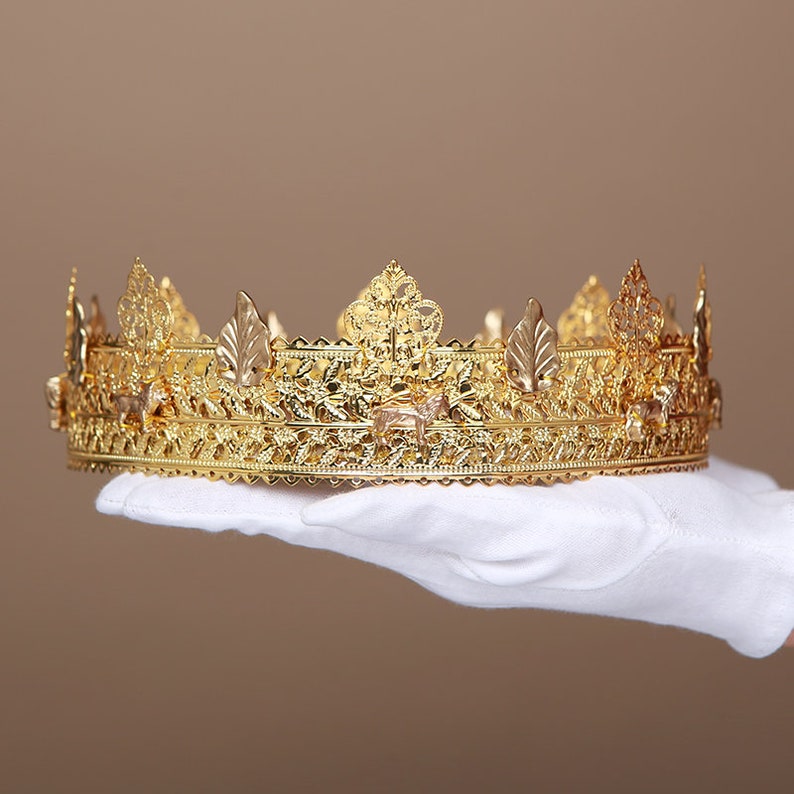 Gold Men's Leaves Crown King Crown Gold Crown Male Etsy