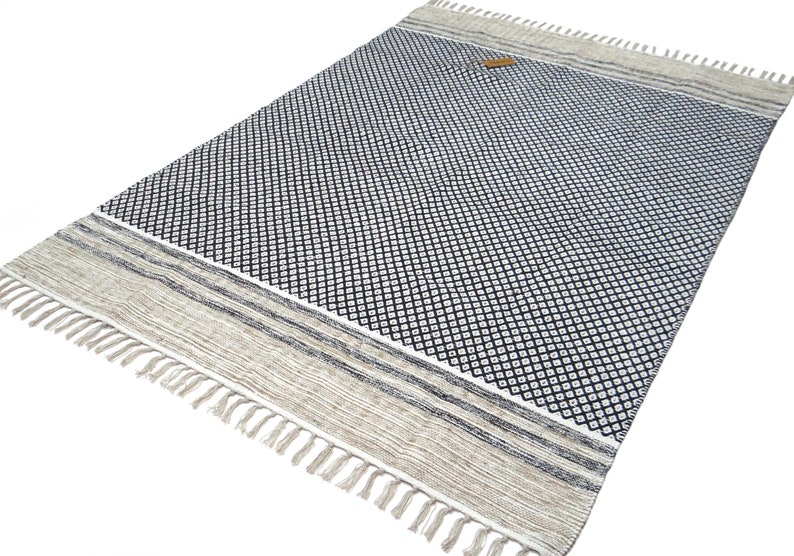 Homes Paradise Rug 100% Cotton 120x180cm Beige White and Black - Etsy
