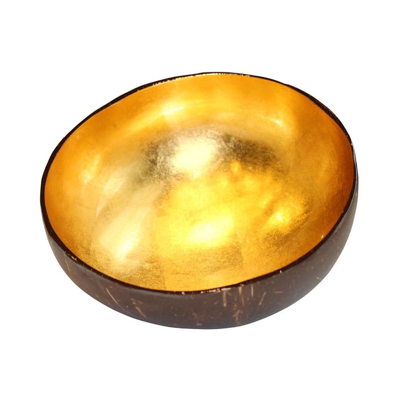 Coconut Bowl Jake & Maddie Gold Leaf Lacquer Paint Metallic Etsy UK