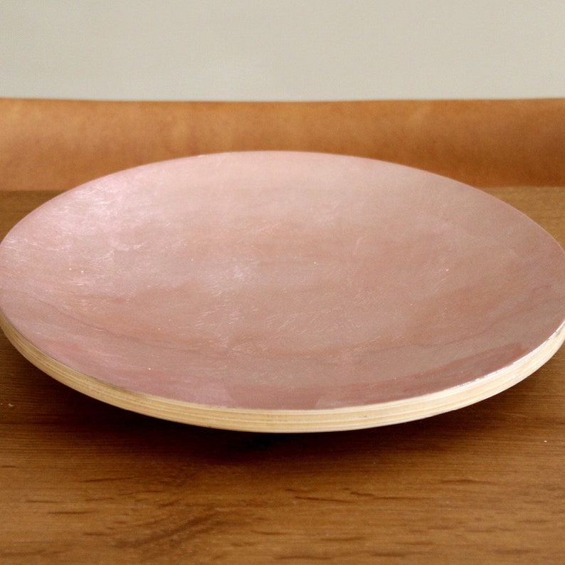 100% Bamboo Plate Jake & Maddie Soft Pink Lacquer Paint Metallic Best Vegan Gift Hand Painted Bamboo Tableware Plate Natural Eco-Friendly image 3