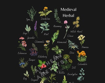 Medieval Herbal - Botanical Print - Magical & Medicinal - Garden