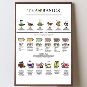 Tea Basics Guide | Tea Types, Leaves & Fermentation | Café Kitchen Decor | Educational Wall Art | Printable PDF JPEG Download