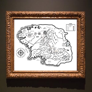 Carte minimaliste de la Terre du Milieu | Le voyage de Frodon et Sam | LOTR | Inspiré de Tolkien | L'anneau | Léger - Imprimable en téléchargement numérique - JPEG/PDF