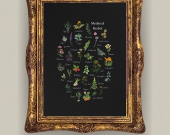 Medieval Herbal - Botanical Print - Magical & Medicinal - Garden