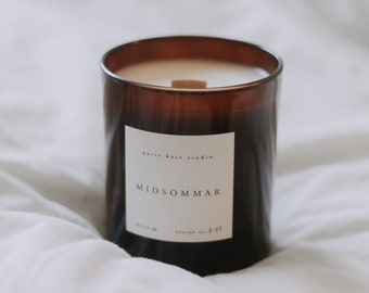 Midsommar. Rose Geranium, Orange, Rosewood and Rosemary Essential Oil Scented Candle | All Natural | Soy | Modern | Eco Luxury