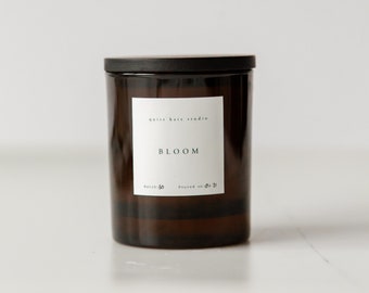 Bloom. Green Tea, Oakmoss, Bergamot and Cedar Scented Candle | Soy | Modern | Eco Luxury