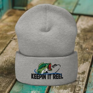 Bass Fishing Beanie: Keepin&#39; it Reel - Embroidered Knit Hat