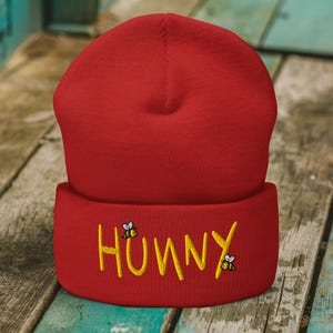 Gorro bordado de abeja de miel: gorro de punto clásico de osito Winnie