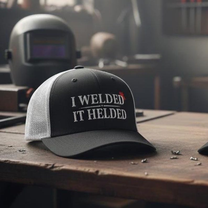 Funny Welder Trucker Hat: I Welded it Helded Embroidered Snapback Mesh Cap image 10