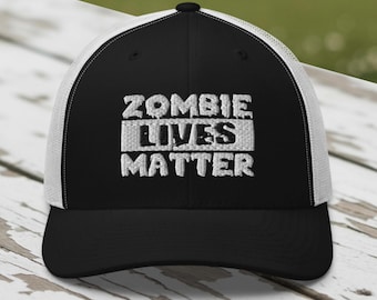 Zombie Lives Matter Trucker-Cap: Lustige Halloween- und Gruselstimmung für Oktober – Bestickte Kappe