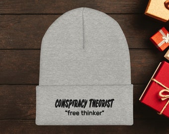 Conspiracy Theories Beanie Hat, Free Thinker Beanie, Tin Foil Hat, Government Conspiracy, Moon Landing, Knit Beanie Hat, Hibernation Season