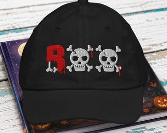 Gorro de pirata para niños: Gorro juvenil de Halloween con calavera y tibias cruzadas "BOO"