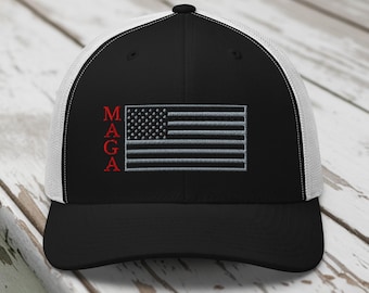 Embroidered American Flag Trucker Hat - Patriotic MAGA Richardson 112