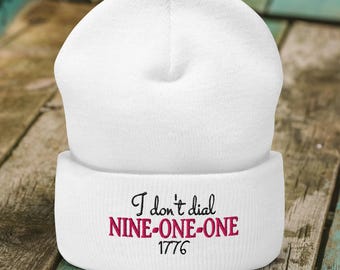 Embroidered 2nd Amendment Beanie: I Don't Dial 911 - Pink Winter Cap