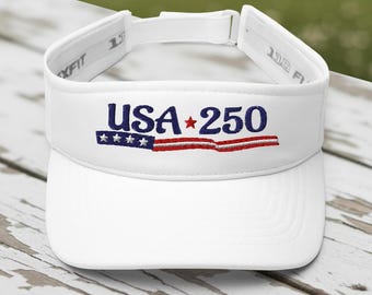 USA 250 Flaggenvisier: Amerikanischer Vaterländischer Golfsport-Sonnenhut