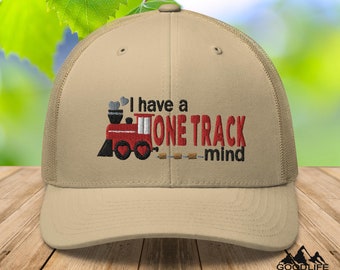 Valentines Day Hat, Train Engine Hat, One Track Mind Adult Hat, Steam Train Hat, Valentines Day Train Hat, Baseball Cap, Trucker Hat