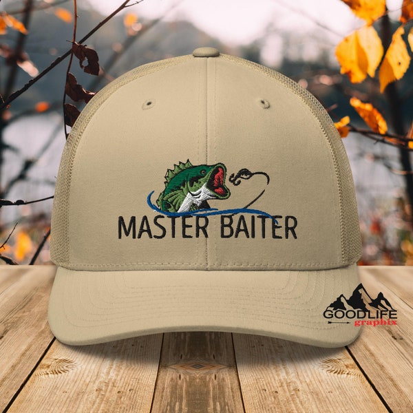 Bass Fishing Hat, Master Baiter, Fishing Dad Hat, The Outdoors, Fisherman Hat, Reel Fishing T-shirt Gift, Baseball Cap, Trucker Hat, Dad Hat