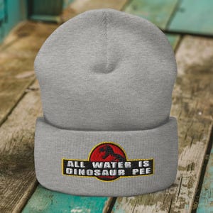 Dinosaur T-Rex Beanie Hat, Funny Dinosaur Pee Hat, Father&#39;s Day Dad Joke, Jurassic Dinosaur Beanie Cap, Outdoors, Knit Beanie, Embroidered