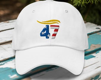 Trump 47 Dad Hat: American Flag Patriotic Embroidered Cap