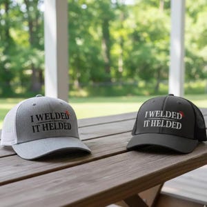 Funny Welder Trucker Hat: I Welded it Helded Embroidered Snapback Mesh Cap image 9