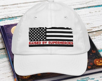 Gorro de bombero para niños: Criados por superhéroes, gorra juvenil de la Línea Roja Delgada