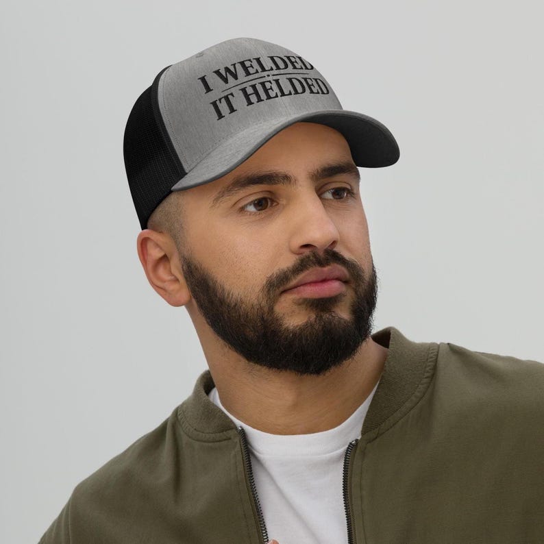 Funny Welder Trucker Hat: I Welded it Helded Embroidered Snapback Mesh Cap image 2