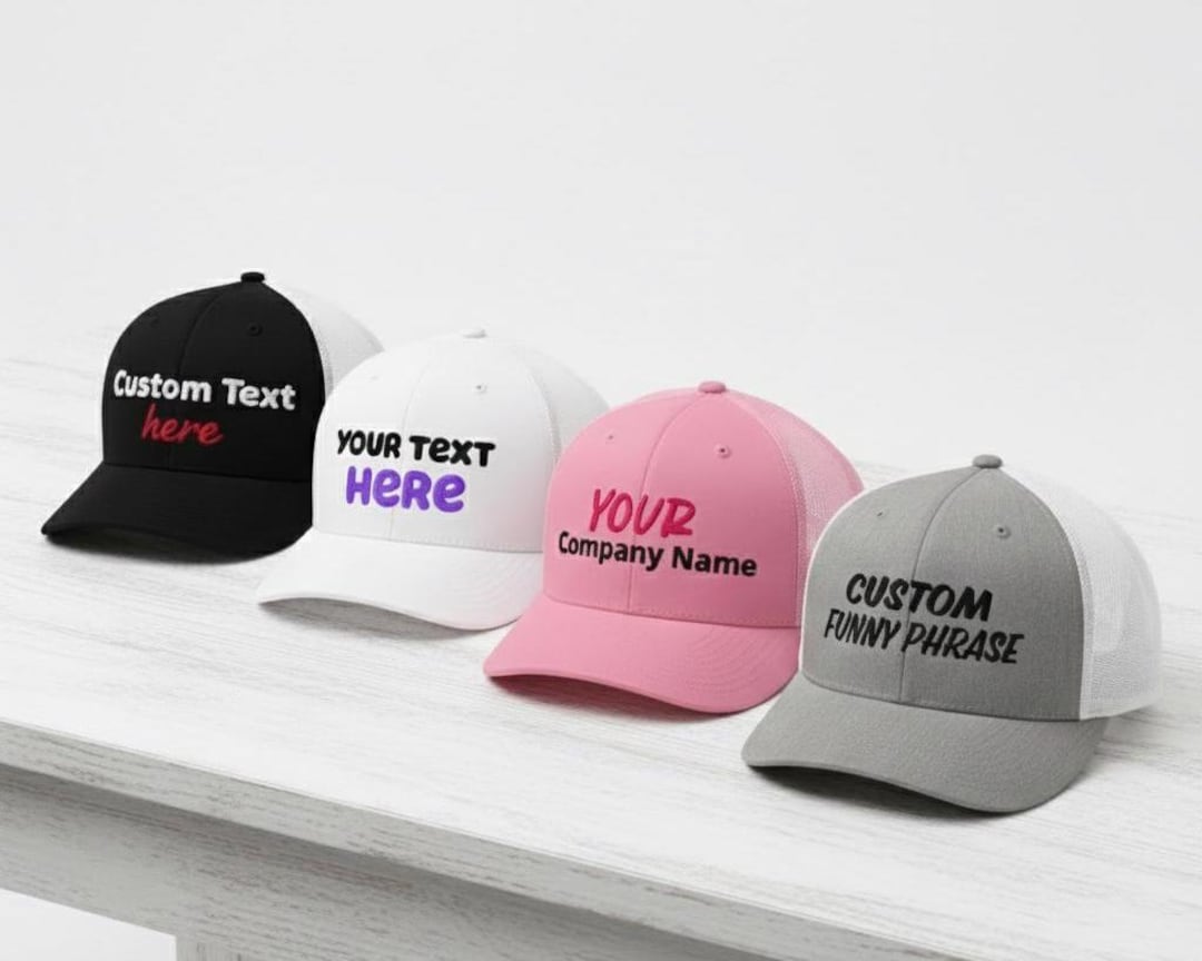 Custom Text Trucker Hat: Personalized Embroidered Logo Cap - Etsy