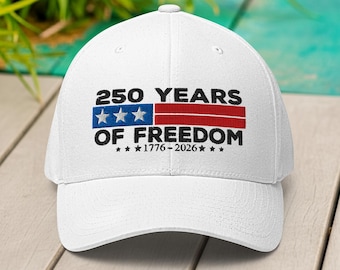 America 250th Anniversary Freedom Hat: Embroidered USA 1776 - 2026 Fitted Baseball Cap