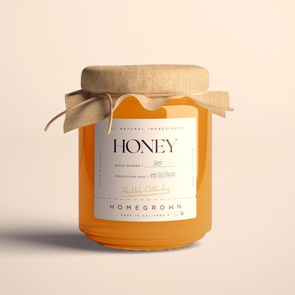 Custom Honey Jar Labels | Free Design Labels | Jar Labels | Spice Labels | Classic Honey Labels | Pantry Labels | Jam jar Label