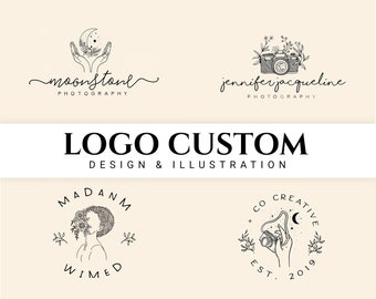 I will design a custom hand drawn logo design, logo design custom, photography logo, business logo, professional logo, Minimalist logo