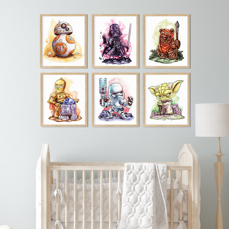 STAR WARS Wall Art Set Star Wars Prints Star Wars Gift Boys Etsy