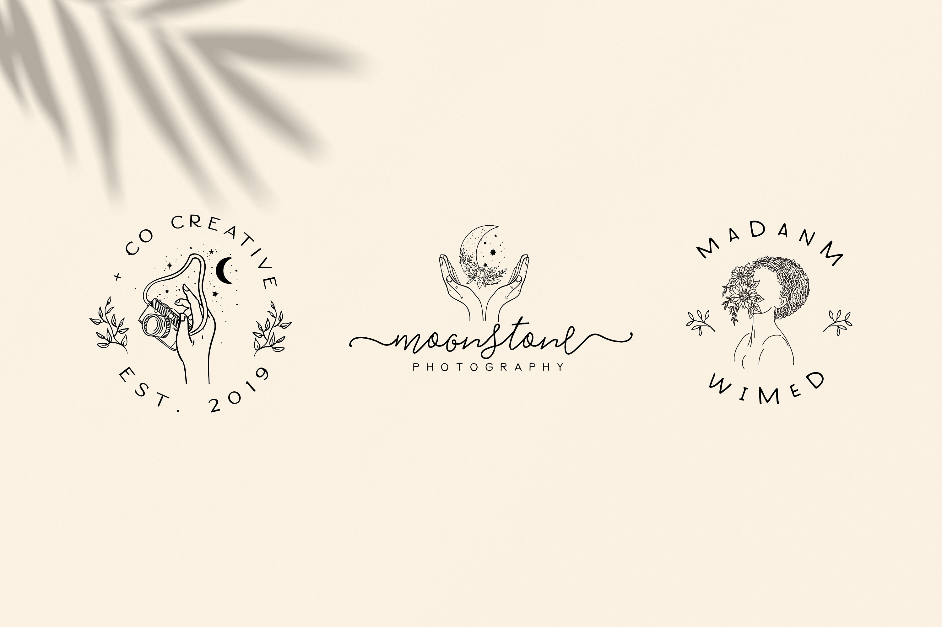Handdrawn Illustration Premade Logo Design Floral Hands Logo Unique