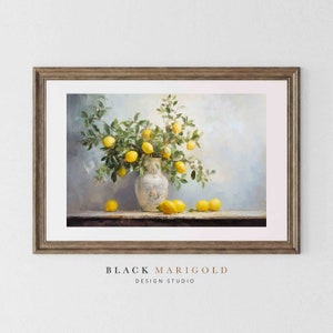 Lemon Bouquet Vintage Oil Painting Wall Art image 4