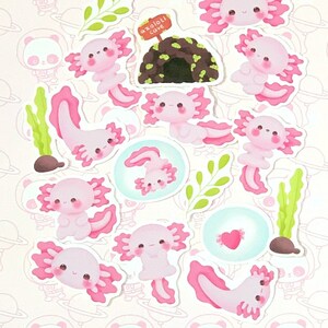 30 Pack Paper Kawaii Axolotl Stickers SET 2