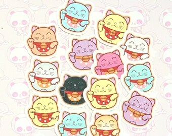 30 Pack Paper Kawaii Maneki Neko Luck Cat Stickers