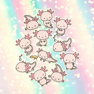 28 Pack Paper Kawaii Axolotl Stickers SET 1