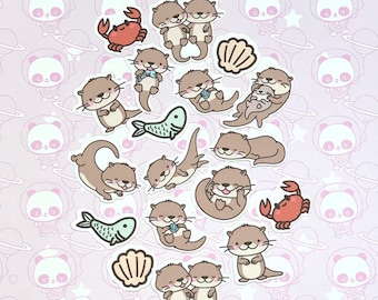 40 Pack Paper Kawaii Otters Stickers