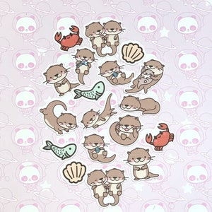 40 Pack Paper Kawaii Otters Stickers