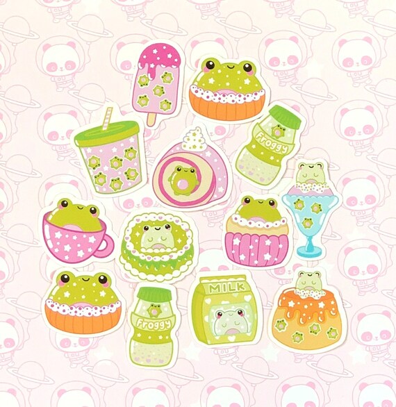 30 Pack Paper Kawaii Frog Snacks Stickers | Etsy UK