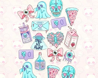 35 Pack Paper Pastel Goth Stickers SET 8 | Etsy