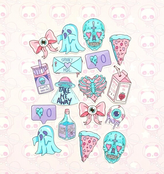 35 Pack Paper Pastel Goth Stickers SET 4 Etsy UK