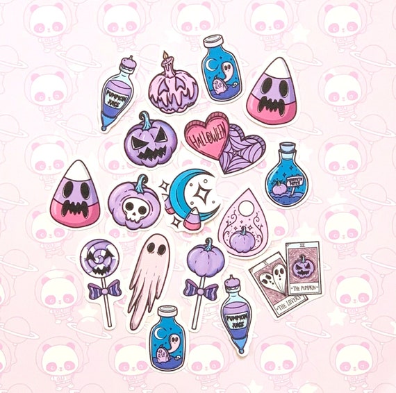 35 Pack Paper Pastel Goth Spooky Halloween Stickers - Etsy UK