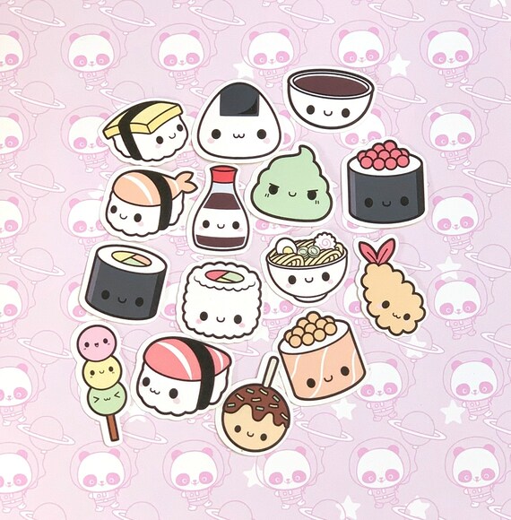 30 Pack Paper Kawaii Sushi Stickers SET 1 | Etsy UK
