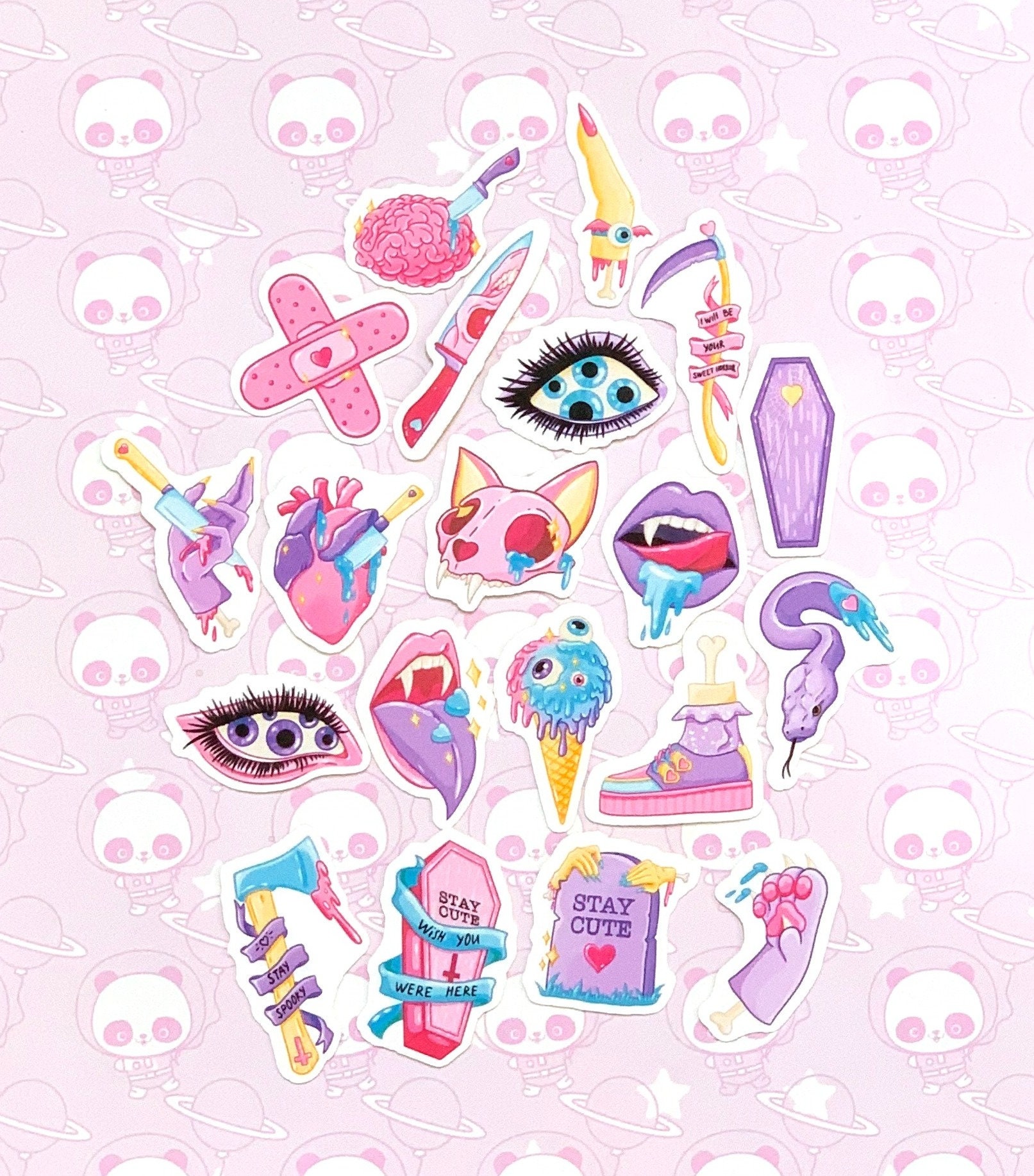 Pastel Goth Stickers #1 Graphic by Chaos Kitty · Creative Fabrica