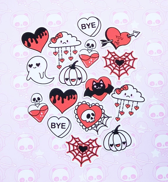 30 Spooky Valentines Pastel Goth Stickers SET 2 