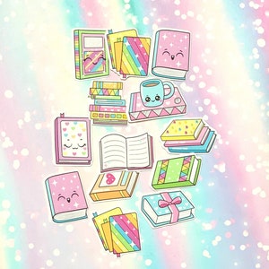 25 Pack Kawaii Reading/Books Paper Stickers SET 1