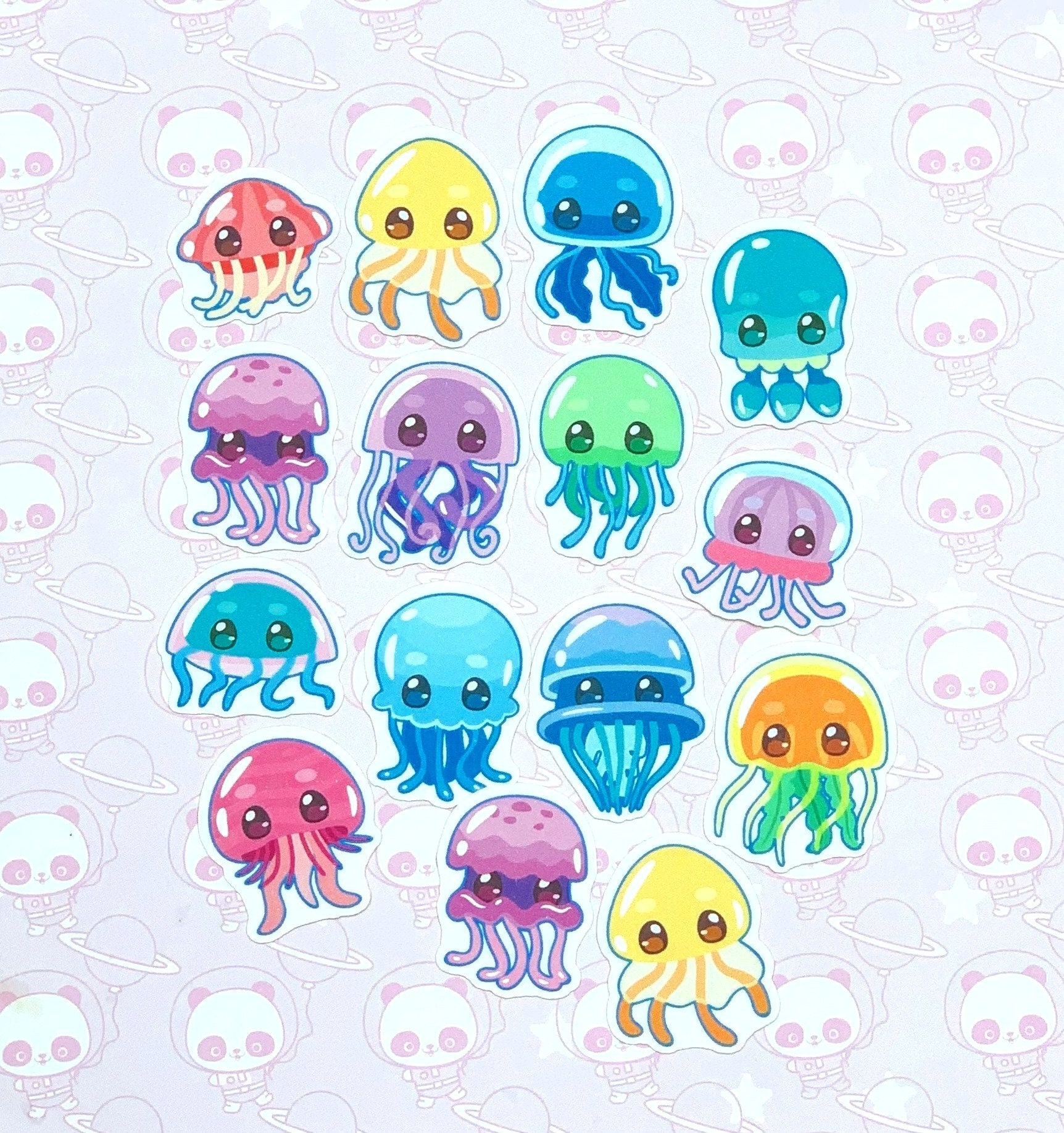 30 Pack Paper Kawaii Jellyfish Stickers | Etsy