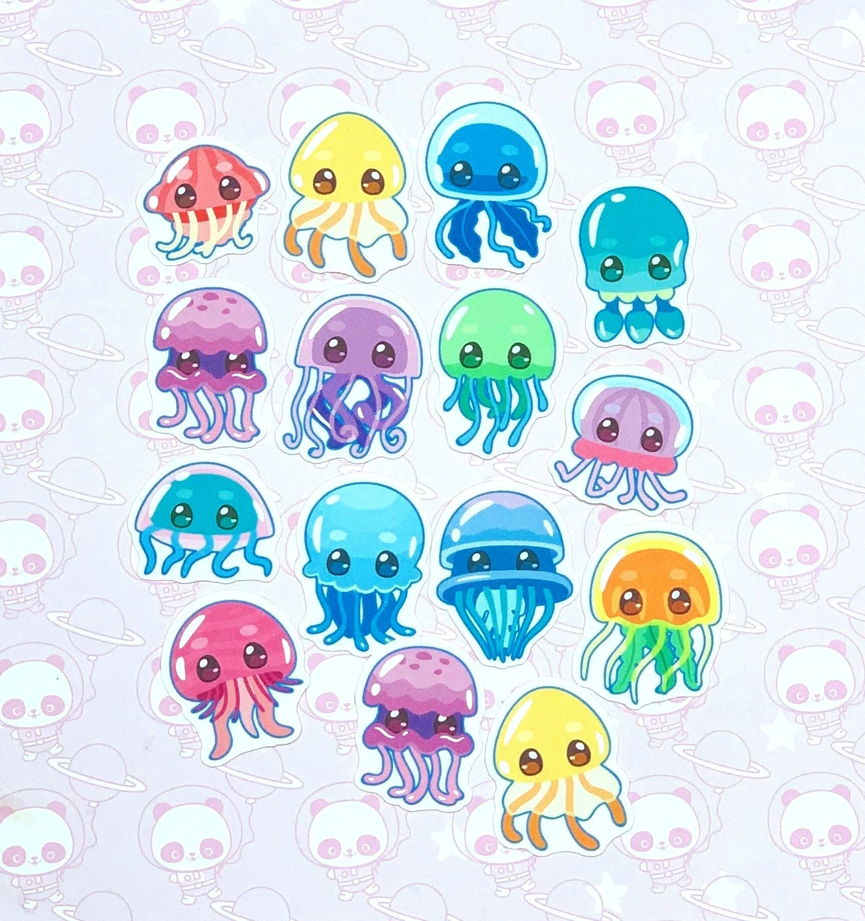 30 Pack Paper Kawaii Jellyfish Stickers Etsy