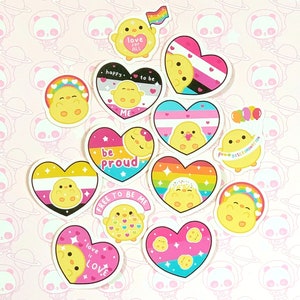25 Pack Paper LGBTQ+ Kawaii Chicks Love Pride Stickers Set