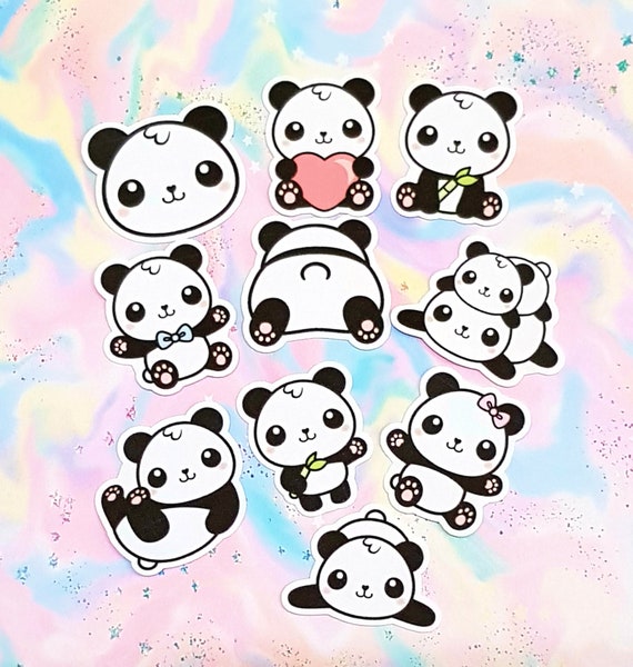 Die-cut sticker, Cute kawaii Panda cub sticker, whit